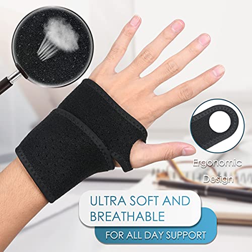 URAQT Muñequeras Deportivas, 2 pcs Soporte de la Muñeca, Ajustable Muñequera Transpirable, Muñequeras Hombre y Mujer para Artritis, Tendinitis, Alivio Del Dolor Del Túnel Carpiano y Esguince de Pulgar