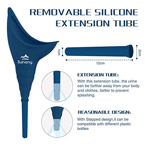 Urinario Femenino Dispositivo, Portátil Orinal Femenino Embudo De Silicona para Mujeres De Pie para Orinar, Reutilizable Urinario Mujer,Adecuado para Actividades Al Aire Libre,Camping,Viajes(Azul)