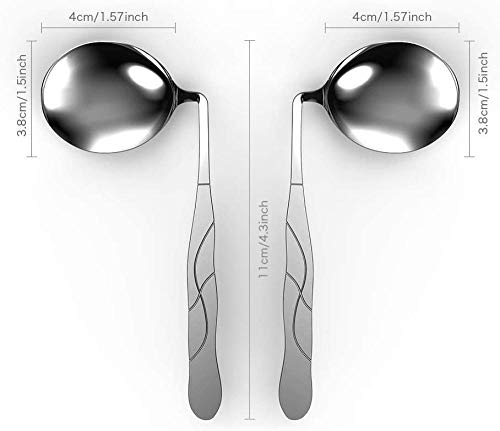 Utensilios curvos adaptables - Cuchara angulada antivibración para Personas Mayores con Artritis y discapacidad Parkinson - Ayuda alimentaria adaptativa de Acero Inoxidable Derecha-Correcto per