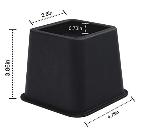 Utopia Bedding - 8 Piezas Elevadores de Muebles Ajustables de Calidad (4 largas y 4 Cortas) - Ahorro de Espacio Elevadores de Muebles para la Cama, la Mesa, la Silla o el sofá - (7 a 20cm) (Negro)