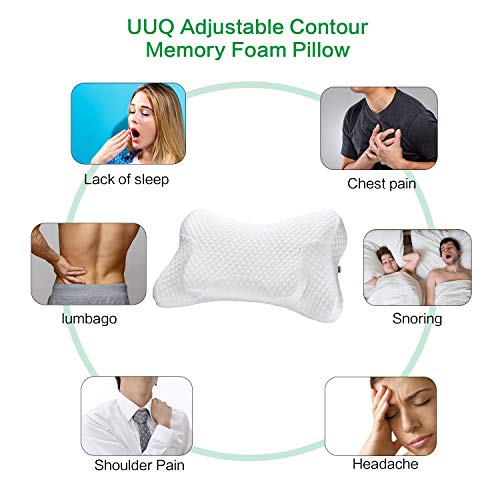 UUQ Almohada ortopédica de Espuma viscoelástica con Forma de Mariposa para Dolor de Cuello y Hombros, Almohada Cervical ergonómica para Dormir de Lado y Espalda con Funda de Almohada hipoalergénica