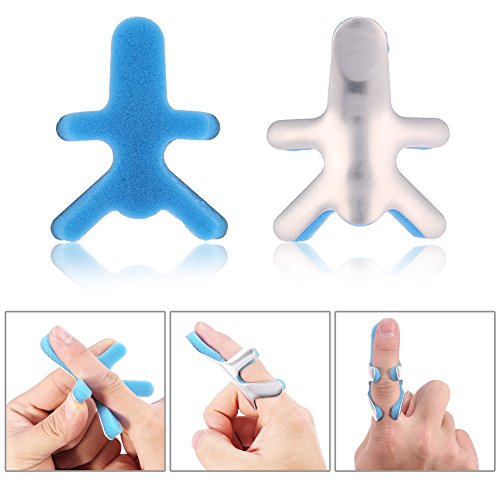 Uxsiya Frog Type Finger Splint Soporte de Aluminio maleable con Acolchado de Espuma para el Dedo Roto Finger Knuckle Support Brace para enderezar el Dedo de mazo doblado Bloqueado(L)