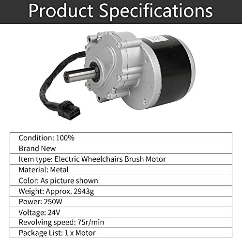 V GEBY Sillas de Ruedas Brush Engine 75r/min 24V 250W High Torque para sillas de Ruedas eléctricas