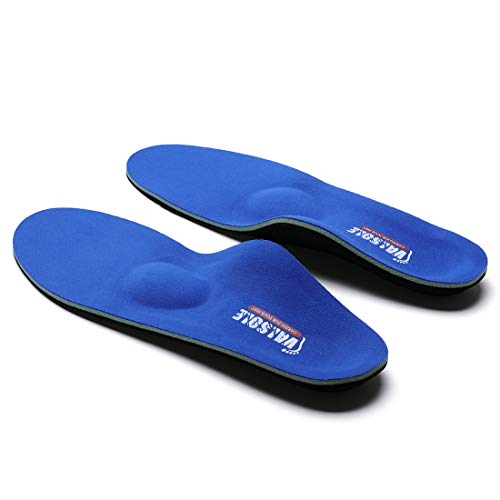 Valsole Plantillas Ortopédicas soportes de arco y talones la absorción de choque- para el dolor de talón, pie plano, Fascitis Plantar, dolor de rodilla y espalda (48-49 EU (310mm), V107B-Azul)