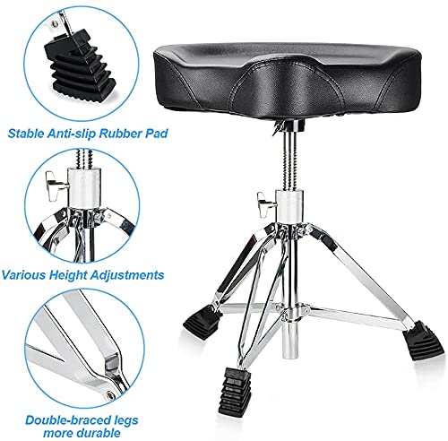 Vangoa Padded Drum Throne Taburete Ajustable para Silla de Montar Estilo de Motocicleta