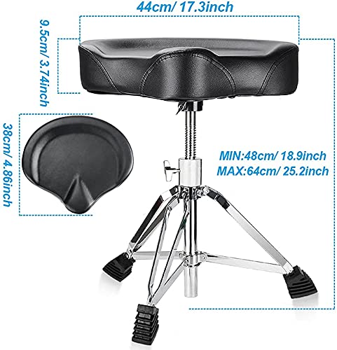 Vangoa Padded Drum Throne Taburete Ajustable para Silla de Montar Estilo de Motocicleta