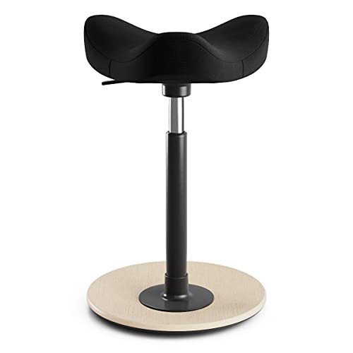 Varier Taburete Sit-Stand para mesas de Altura Regulable, Madera, Natural/Negro, 49-68 cm