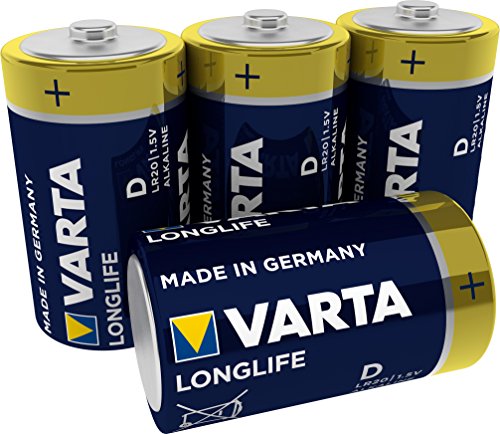 Varta Longlife Pilas Alcalinas D/ Mono/ LR20, Pack X4, Amarillo