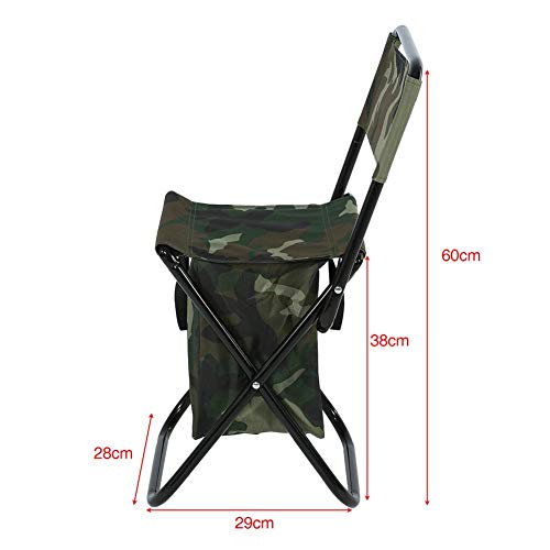 Vbest life Silla de Camping Plegable Taburete Mochila con Bolsa de Picnic aislada más Fresca, Camuflaje portátil Asiento de Senderismo Bolsa de Mesa para Viajes de Pesca Interior al Aire Libre