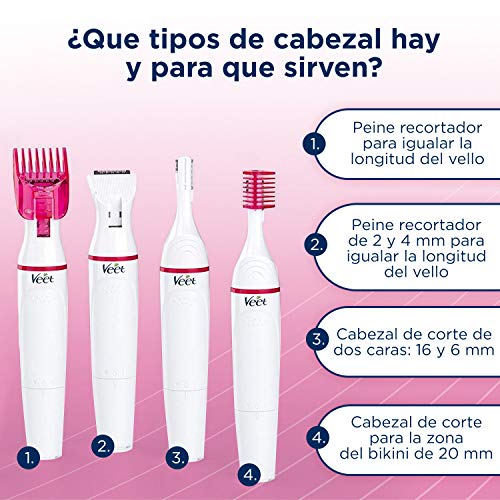 Veet Sensitive Precision - Recortador Eléctrico Depilador Mujer Zonas Sensibles, Bikini, Facial y Axilas, Blanco