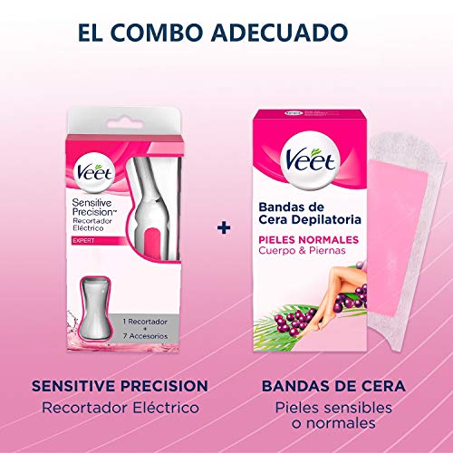 Veet Sensitive Precision - Recortador Eléctrico Depilador Mujer Zonas Sensibles, Bikini, Facial y Axilas, Blanco