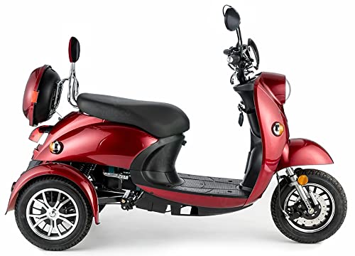 VELECO Scooter Eléctrico de 3 Ruedas Para Personas Mayores Minusvalido 650W ZT63 (ROJO)