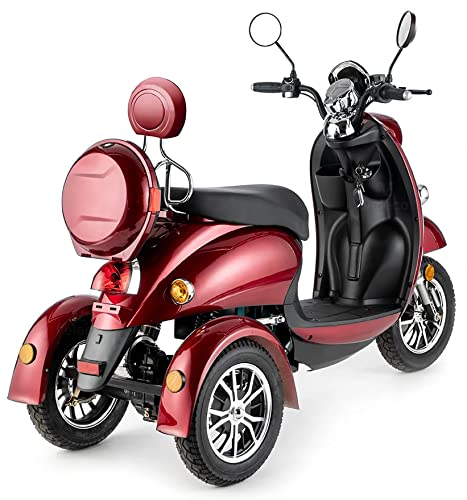 VELECO Scooter Eléctrico de 3 Ruedas Para Personas Mayores Minusvalido 650W ZT63 (ROJO)