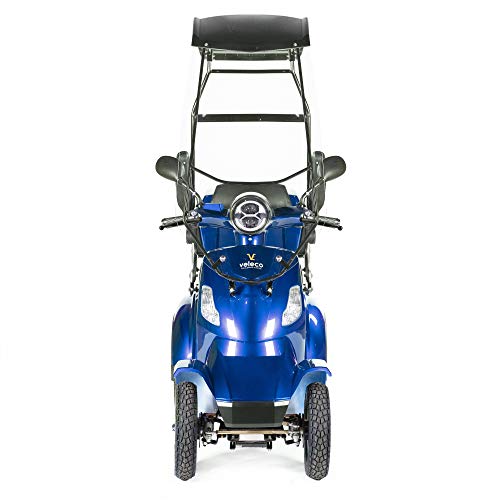 VELECO Scooter Eléctrico de 4 Ruedas Para Personas Mayores Minusvalido 1000W FASTER 25km/h (Azul con techo)