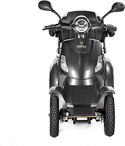 VELECO Scooter Eléctrico de 4 Ruedas Para Personas Mayores Minusvalido 1000W FASTER 25km/h (Gris)