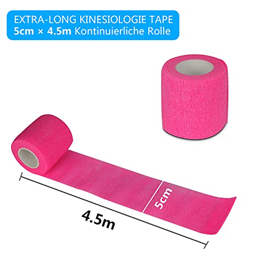 Venda Cohesiva Envoltura Tape Vet,Vendajes cohesivo cinta Elásticos Adhesivos,5cmx4,5m 12 Pack Vendaje Autoadhesivo para Primeros Auxilios,Lesiones Deportivas,Esguinces de Tobillo y Muñeca(Multicolor)