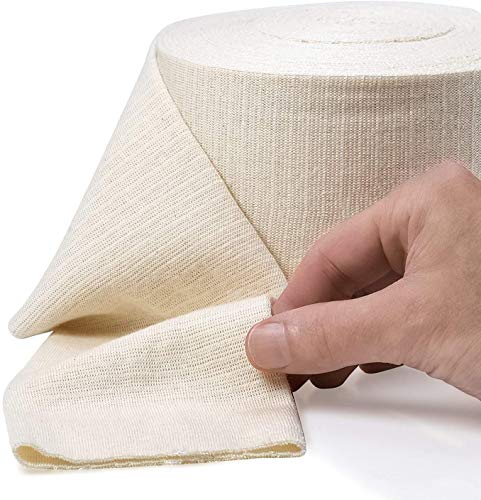 Vendaje elástico de soporte, talla F, caja de 10 m - Color natural (4"x 33 pies) Vendaje grande para apoyo de rodillas y muslos de mediano a grande, algodón spandex