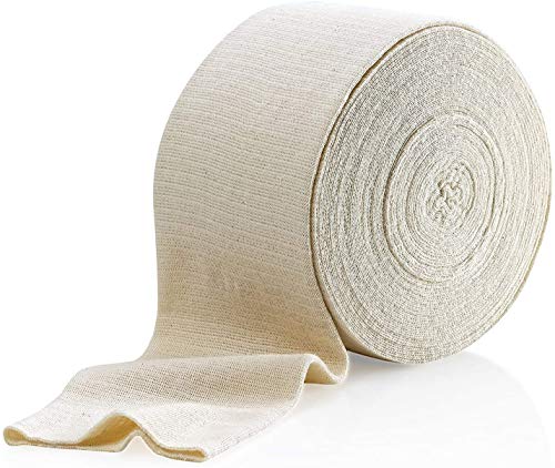 Vendaje elástico de soporte, talla F, caja de 10 m - Color natural (4"x 33 pies) Vendaje grande para apoyo de rodillas y muslos de mediano a grande, algodón spandex