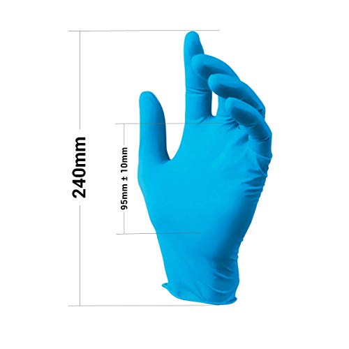 VENSALUD Guantes desechables de nitrilo sin polvo, caja con 100 guantes, color azul (M)