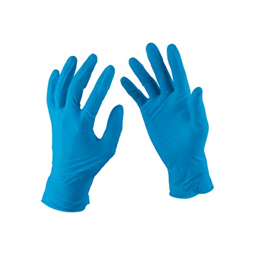 VENSALUD Guantes desechables de nitrilo sin polvo, caja con 100 guantes, color azul, talla S, 3