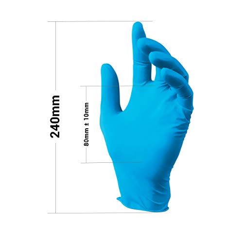 VENSALUD Guantes desechables de nitrilo sin polvo, caja con 100 guantes, color azul, talla S, 3