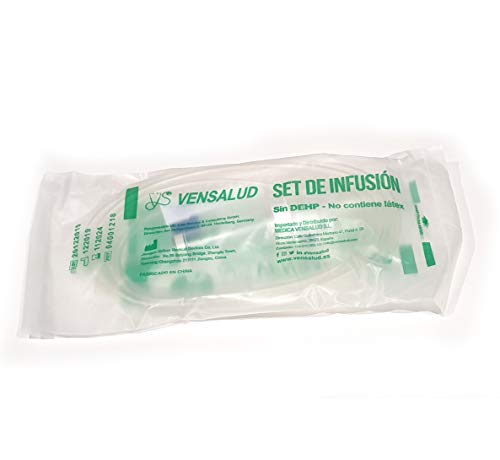 VENSALUD - Set de Infusión/Equipo de Infusión - 1,80 mts - Sin Látex - Sin DEHP (Paquete: 25 unidades)