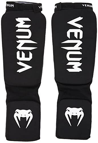 Venum Kontact Espinilleras, Unisex Adulto, Negro/Blanco, Talla Única