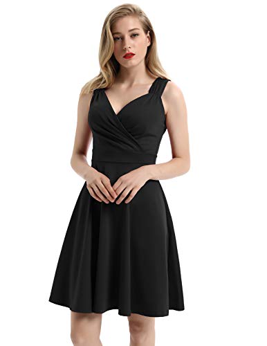 Vestido Vintage para Mujeres sin Mangas Cuello V de Fiesta Cóctel Rockabilly Clásico 2XL CL010698-1