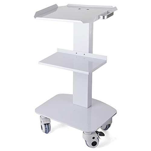 VEVOR Carrito de Equipo Médico de Laboratorio con 3 Capas Blanco Altura de 74,9 cm, Carrito de Metal de Acero Inoxidable con 4 Ruedas de PE Material, Carrito Rodante para Clínicas, SPA y Hoteles