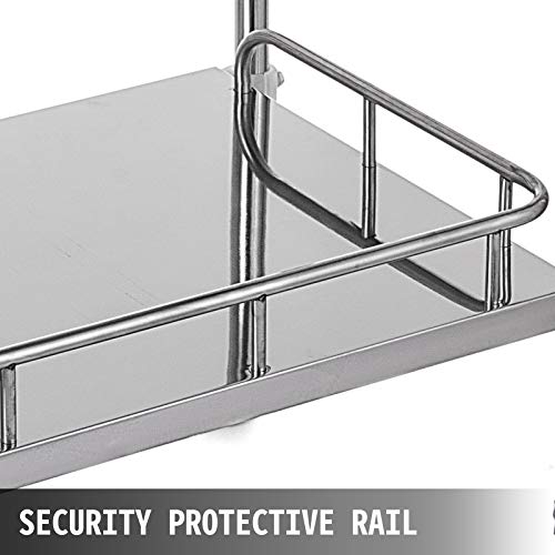 VEVOR Carrito Médico de Laboratorio de 56,9 x 38,4 x 87,1 cm, Carrito Acero Inoxidable de 2 Capas para Hospitales, Carrito de Metal con 4 Ruedas Omnidireccional para Clínicas Cafeterías Hoteles