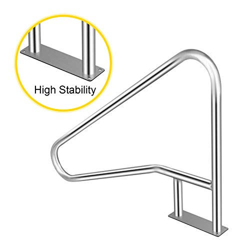 VEVOR Pool Pool handtag rostfritt stål 137 x 91,4 cm Pool ledstång Ø 4,8 cm handtag båge Med 113 kg lastkapacitet poolstege Med handtagskåpa Perfekt för sneda Lager SPA vattenpark