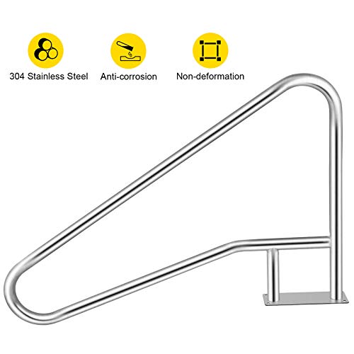 VEVOR Pool Pool handtag rostfritt stål 137 x 91,4 cm Pool ledstång Ø 4,8 cm handtag båge Med 113 kg lastkapacitet poolstege Med handtagskåpa Perfekt för sneda Lager SPA vattenpark