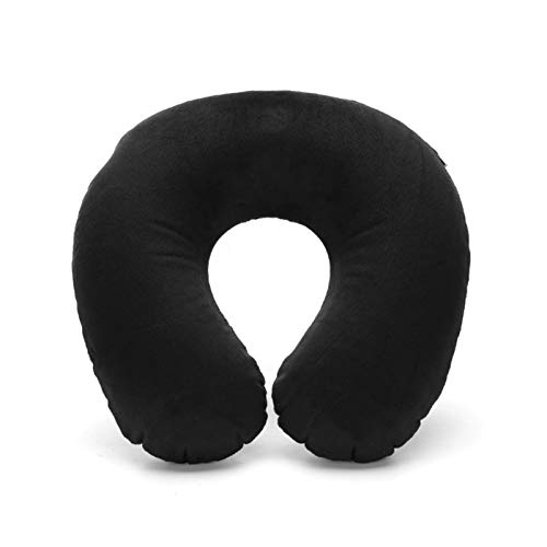 Viajes almohada coche aire volando inflable almohada cuello de apoyo reposabaciente cojín suave cojín (Color : Black)