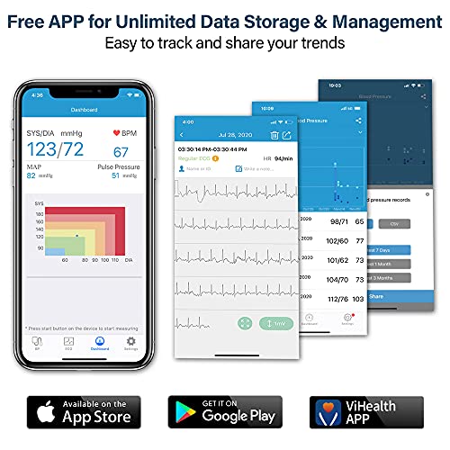 ViATOM Armfit Plus Tensiómetro de Brazo Digital Bluetooth con Electrocardiograma, Brazalete del Brazo Superior, Monitor Inalámbrico de Salud Cardíaca con App para la Presión ECG y Frecuencia Cardíaca