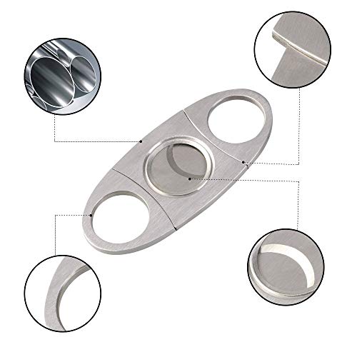 Vicloon Bolsillo Cigar Cutter Acero Inoxidable Doble Hoja, Bolsillo Cortador De Puros, Tijeras para Cigarros