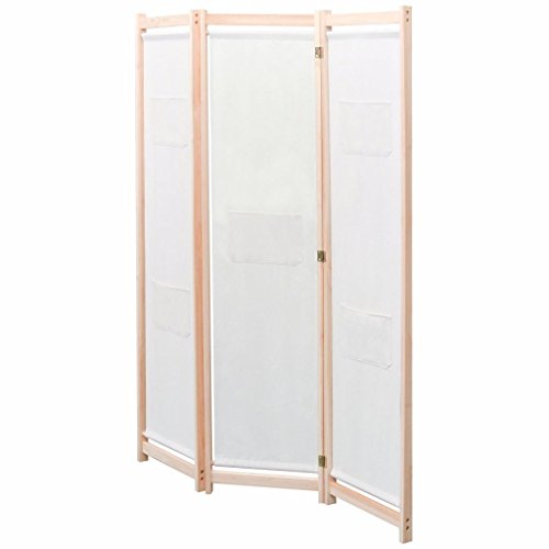 vidaXL Biombo Divisor de 3 Paneles de Tela cremqa 120x170x4 cm