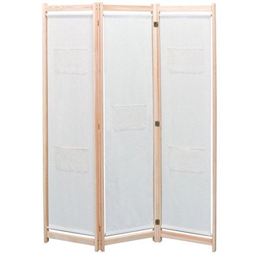 vidaXL Biombo Divisor de 3 Paneles de Tela cremqa 120x170x4 cm