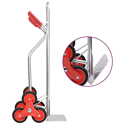 vidaXL Carrito de Mano para Escalera 6 Ruedas Manual Plataforma Plegable Soporte Transporte de Subir Elevada Portátil Sacos Carretilla de Carga 150 kg