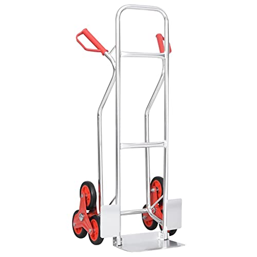 vidaXL Carrito de Mano para Escalera 6 Ruedas Manual Plataforma Plegable Soporte Transporte de Subir Elevada Portátil Sacos Carretilla de Carga 150 kg