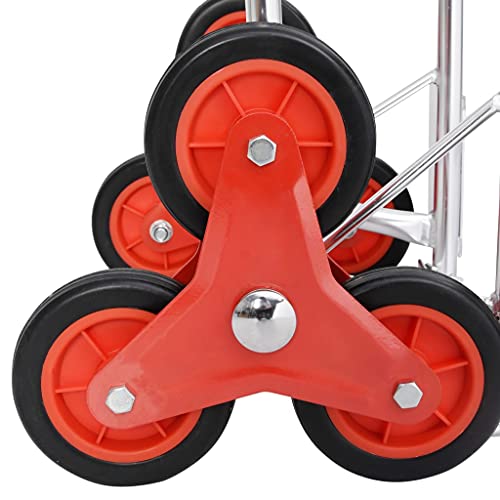 vidaXL Carrito de Mano para Escalera 6 Ruedas Manual Plataforma Plegable Soporte Transporte de Subir Elevada Portátil Sacos Carretilla de Carga 150 kg