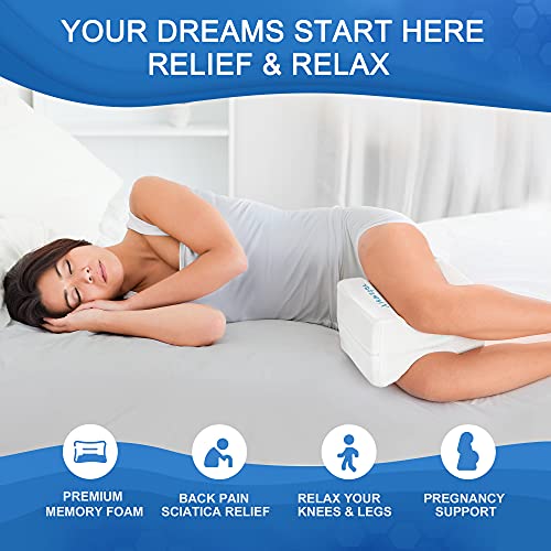 viewstar Almohada Piernas para Dormir-Bambú, Aliviando Ciática/Dolor de Espalda,Caderas, Ergonómica con Espuma de Memoria, para los Que Suele Dormir de Lado y Embarazadas, Cojín piernas Dormir