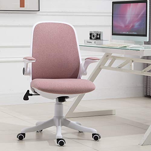 Vinsetto Silla de Escritorio Silla Giratoria de Oficina Función Basculante Altura Ajustable Ergonómica con Reposabrazos Elevable Carga 120 kg 62,5x60x90-98 cm Rosa