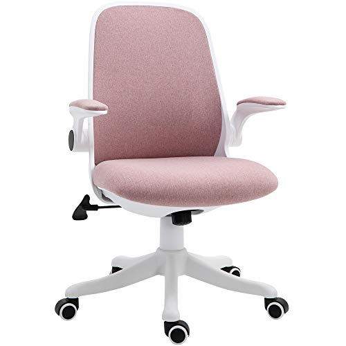 Vinsetto Silla de Escritorio Silla Giratoria de Oficina Función Basculante Altura Ajustable Ergonómica con Reposabrazos Elevable Carga 120 kg 62,5x60x90-98 cm Rosa