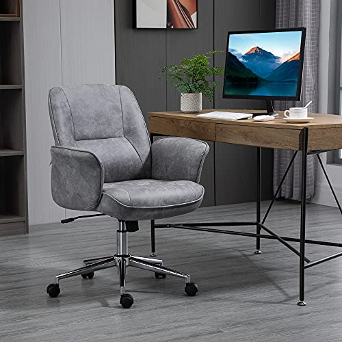 Vinsetto Silla de Oficina Ergonómica Silla Escritorio Giratoria y Ajustable en Altura con Asiento Reposabrazos y Respaldo Acolchados 67x69x92-102 cm Gris