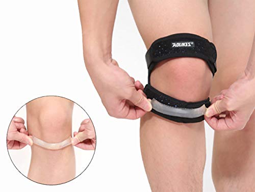 Vintree Rodilla Protector Rodillera de Apoyo Ajustable Correa Rotuliana de Silicona Transpirable Estabilizador de Rótula Rodillera para reforzar la rótula con Correas Ajustables para Correr