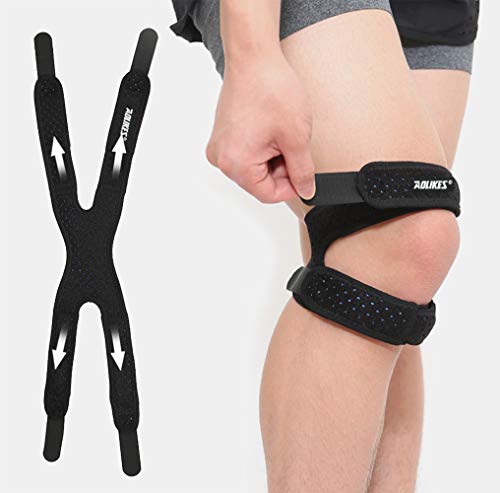 Vintree Rodilla Protector Rodillera de Apoyo Ajustable Correa Rotuliana de Silicona Transpirable Estabilizador de Rótula Rodillera para reforzar la rótula con Correas Ajustables para Correr