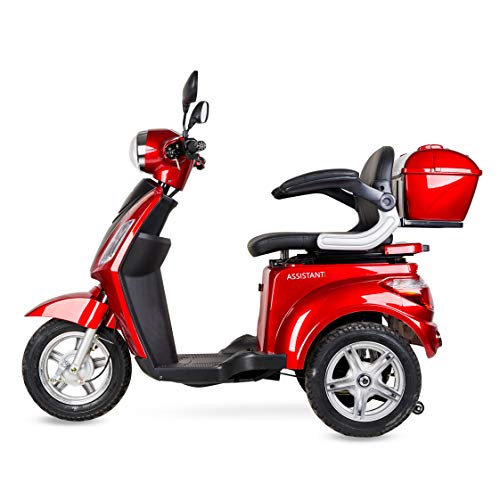 Virtuemart Ecoxtrem Triciclo eléctrico para Movilidad recudida con Silla, Scooter eléctrico de 3 Ruedas minusválido 650w Color Rojo