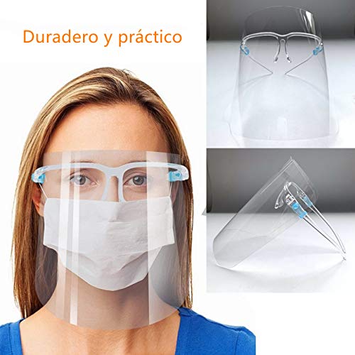 Visera-pantalla Protector Facial Antivaho transparente protección facial reutilizable(con 4 Viseras reemplazables y 4 monturas de Gafas Reutilizables)