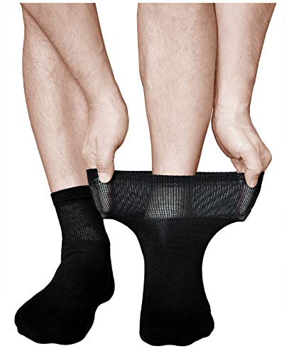 vitsocks Calcetines Anchos Acolchados Diabéticos Hombre (3 PARES) Pies Cansados Doloridos, negro, 42-43