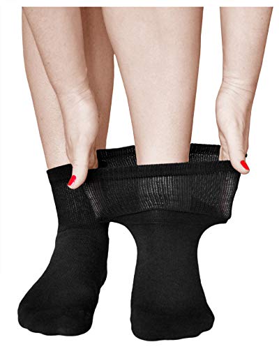 vitsocks Calcetines Anchos Acolchados Diabéticos Mujer (3 PARES) Pies Cansados Doloridos, negro, 39-42